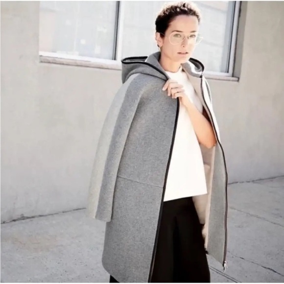 J. Crew Stadium Cloth by Nello Gori Grey Colorblock Hooded Coat - Picture 1 of 8